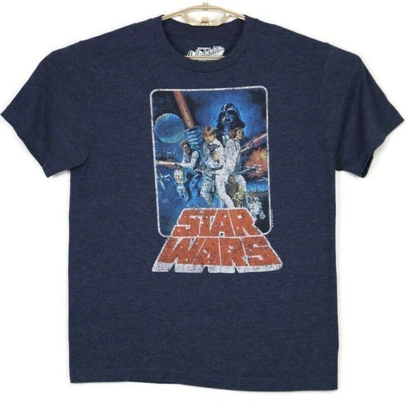 Old Navy Star Wars Luke Skywalker Darth Vader T-Shirt Shirt Blue S‎ Small - Picture 1 of 12